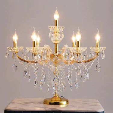 7 Bulbs Crystal Strand Night Table Lamp
